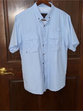 Victory Sportswear Pale Blue Short-Sleeve Button-Down Utility Shirt
